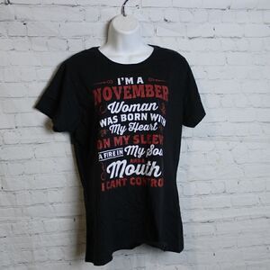 Women's NOVEMBER BABY Meme Tee Large